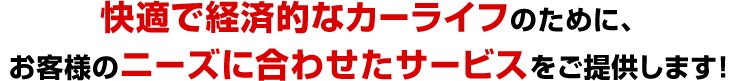 快適で経済的なカーライフのために、お客様のニーズに合わせたサービスをご提供します！